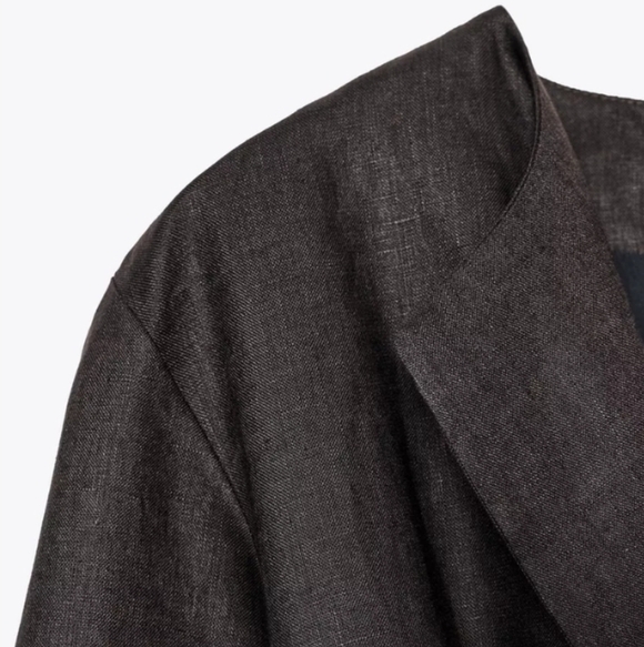 Zara Dark Brown Women's Blazer with Belt - Picture 8 of 9